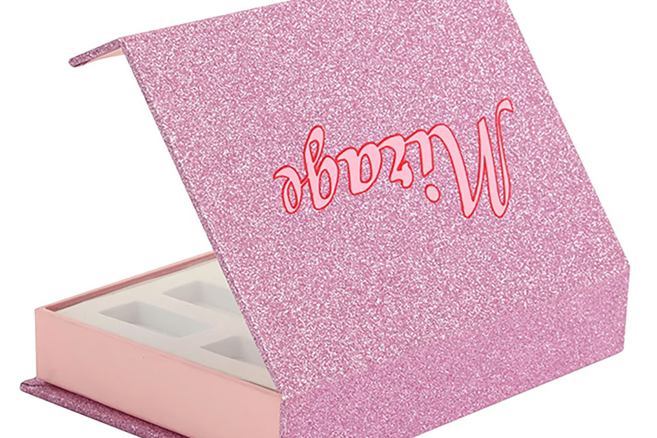 Anpassad magnetisk stängning Glitter papperslåda smycken halsband 6 Smyckeskrin av glitterpapper